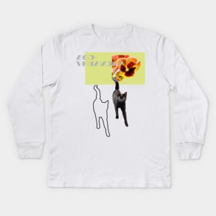 Eco-friendly design with a black cat Kids Long Sleeve T-Shirt